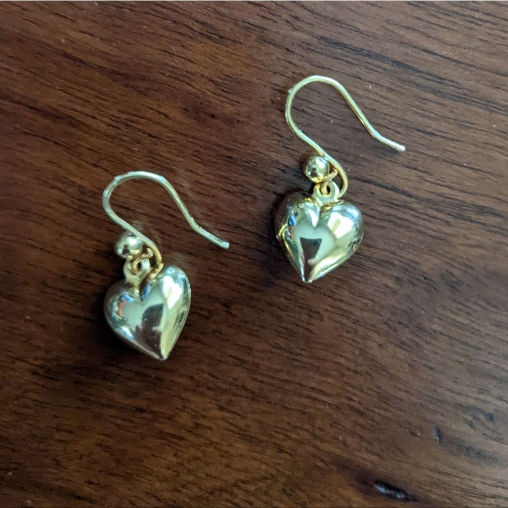 Gold Heart Earrings - Picture 5 of 7